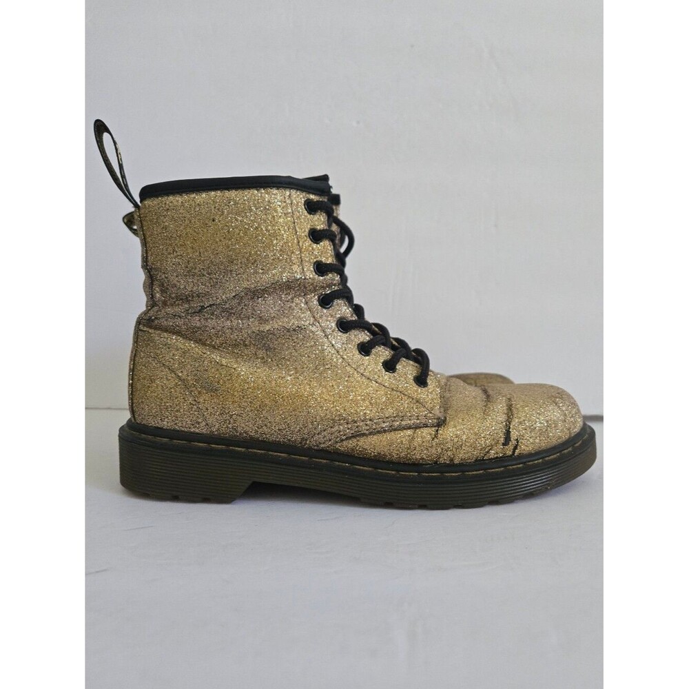 Dr Martens Gold Glitter Lace Up Boots Size 5